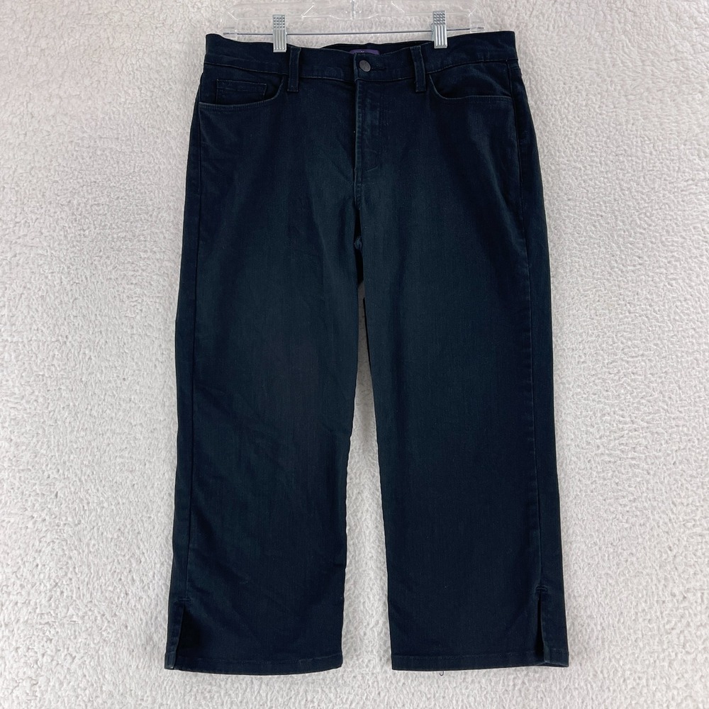 NYDJ Crop Jeans Womens‎ Size 10 Black Denim Straight Mid-Rise Casual 5 Pocket